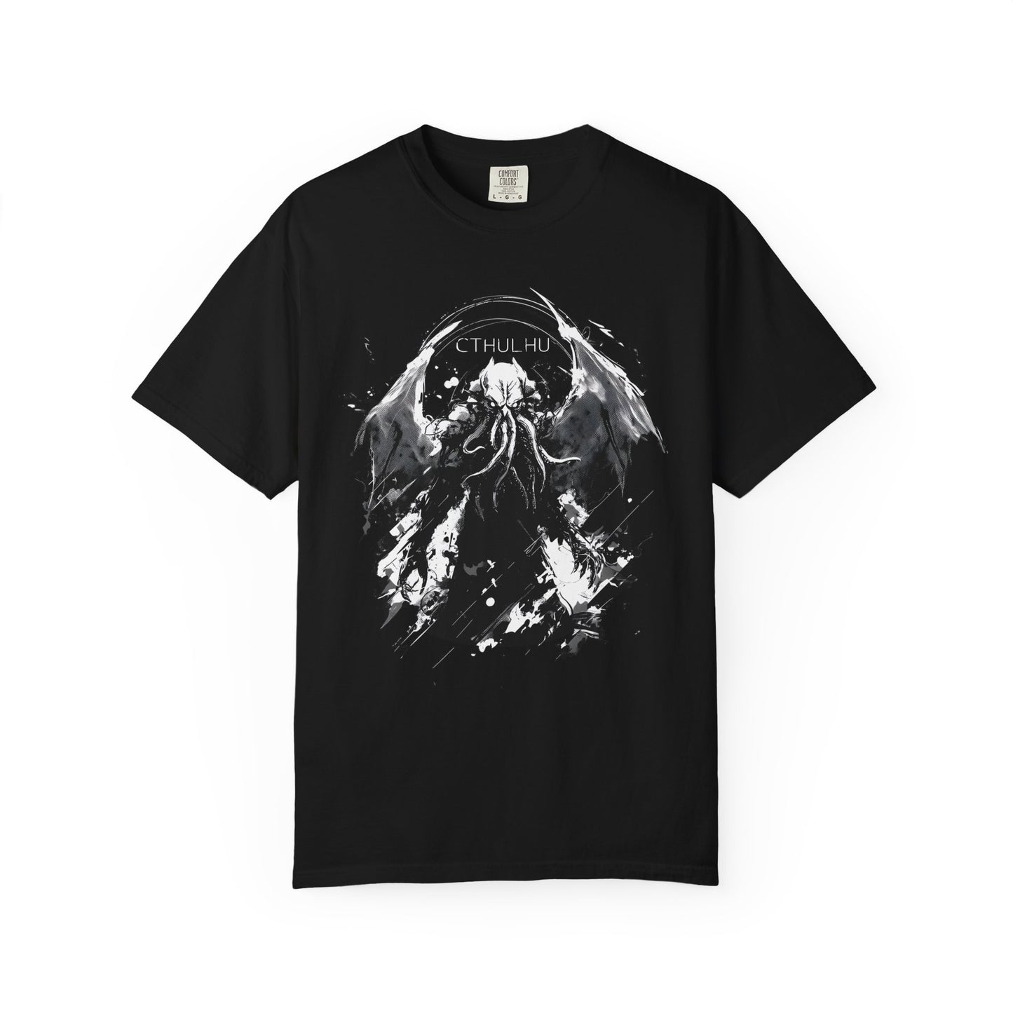 Cthulhu Cryptid Shirt Lovecraft Horror T-Shirt Garment Dyed Unisex Tee Cosmic Monster Graphic Black Occult Shirt