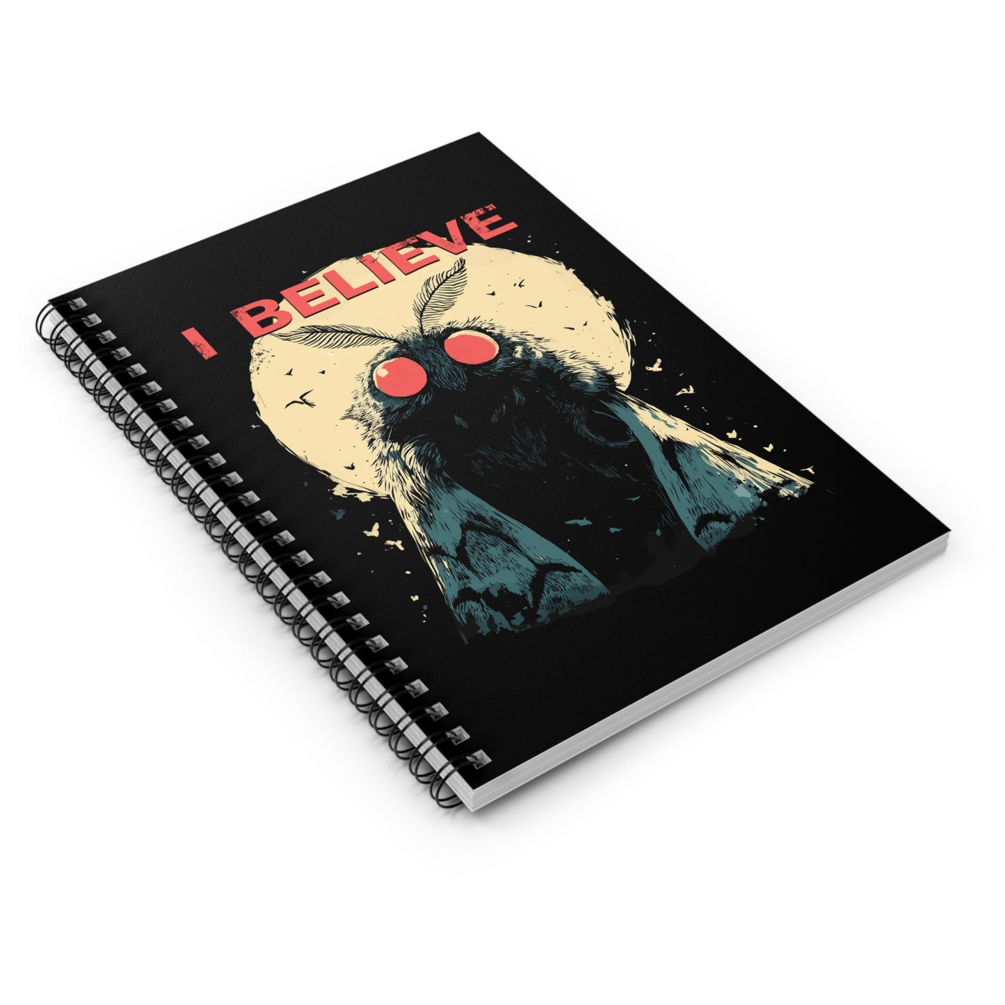 Moth Graphic Spiral Notebook - I Believe, Journal for Creatives, Note-taking, Writing Gift, Minimalist Stationery, Aesthetic Design