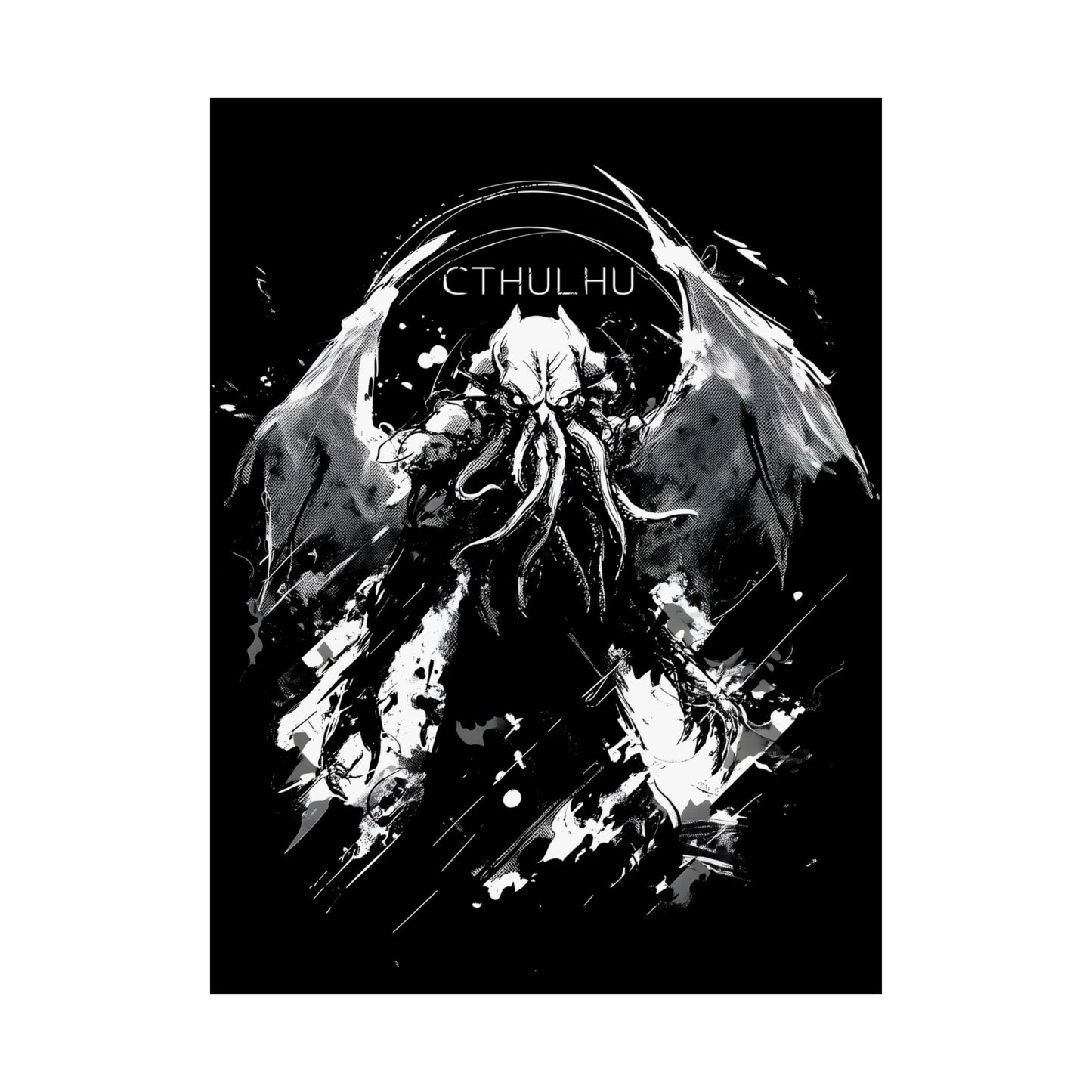 Cthulhu Matte Poster, Dark Academia Wall Art, Mythical Creature Decor, Horror Art Print, Unique Gift for Gamers