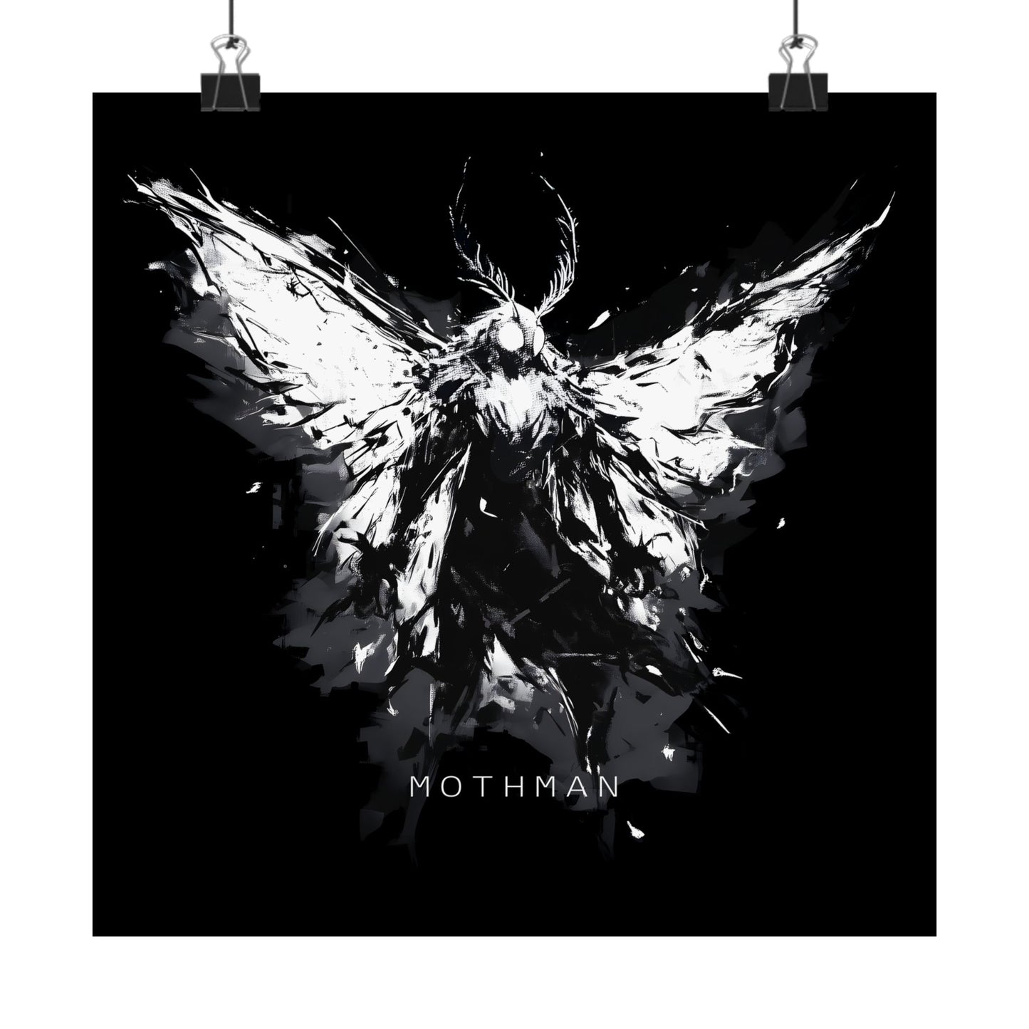 Mothman Art Poster, Dark Wall Decor for Home, Gothic Aesthetic Print, Mothman Lover Gift, Unique Halloween Decoration