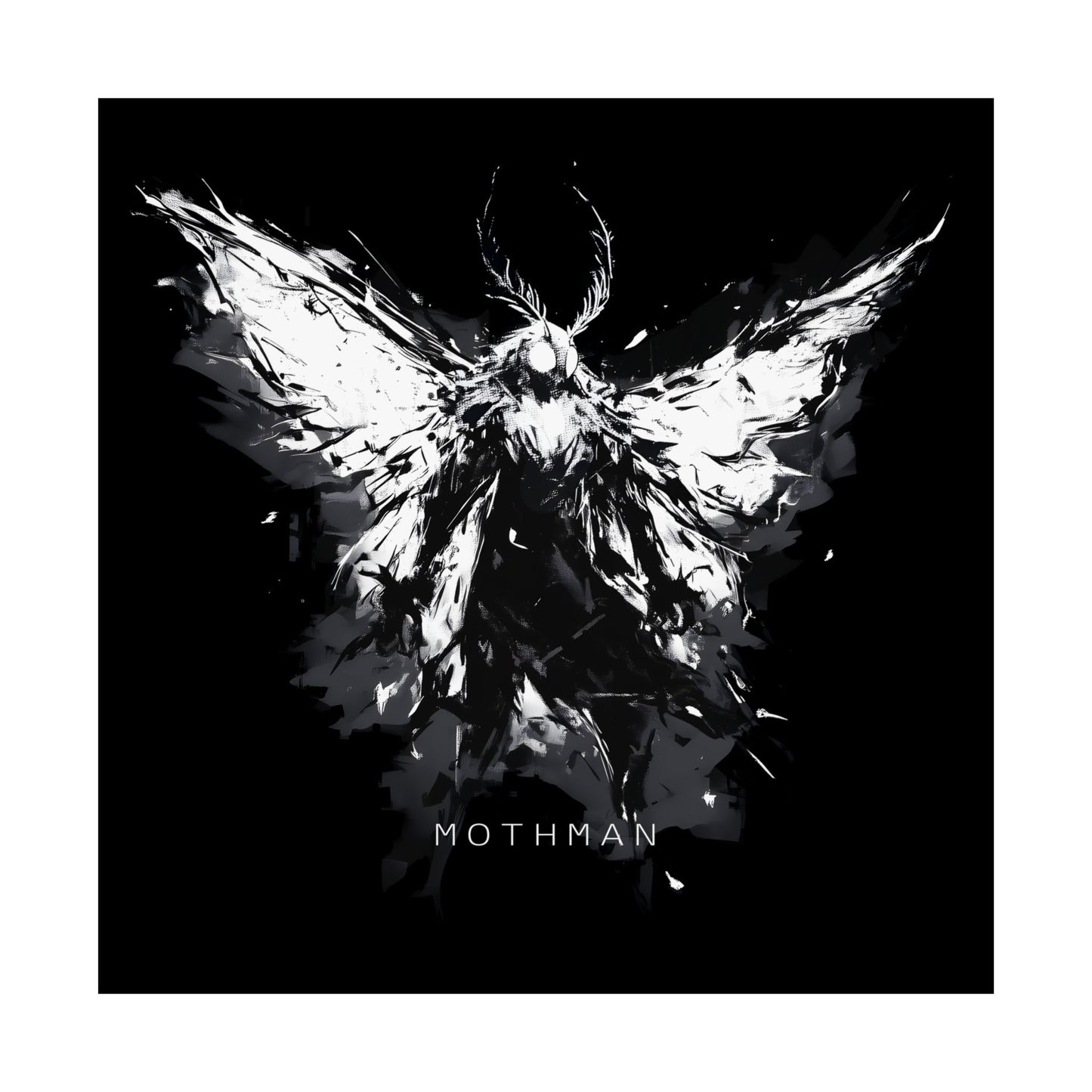 Mothman Art Poster, Dark Wall Decor for Home, Gothic Aesthetic Print, Mothman Lover Gift, Unique Halloween Decoration