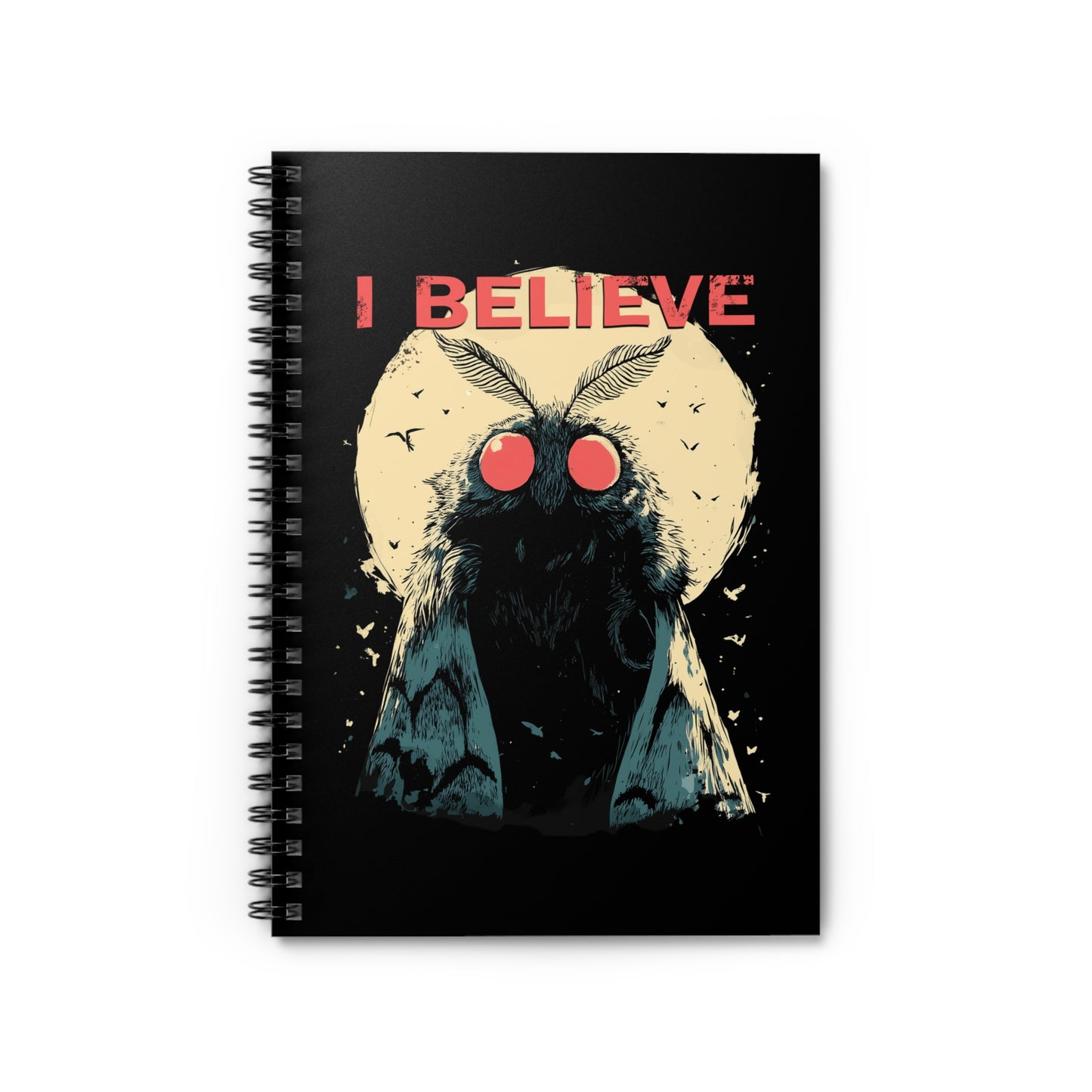 Moth Graphic Spiral Notebook - I Believe, Journal for Creatives, Note-taking, Writing Gift, Minimalist Stationery, Aesthetic Design