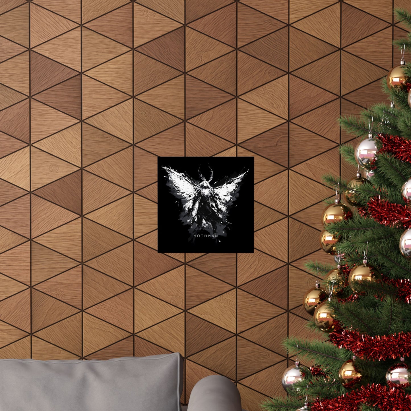 Mothman Art Poster, Dark Wall Decor for Home, Gothic Aesthetic Print, Mothman Lover Gift, Unique Halloween Decoration