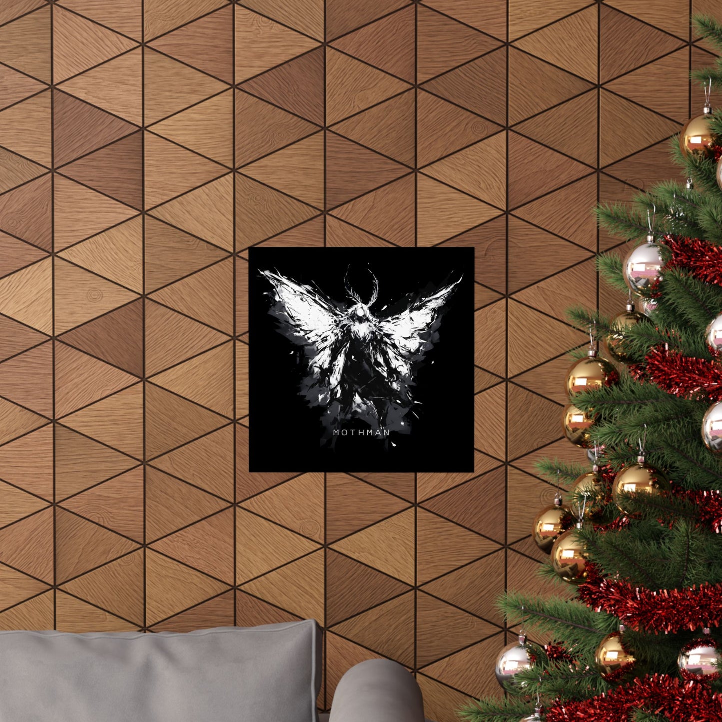 Mothman Art Poster, Dark Wall Decor for Home, Gothic Aesthetic Print, Mothman Lover Gift, Unique Halloween Decoration
