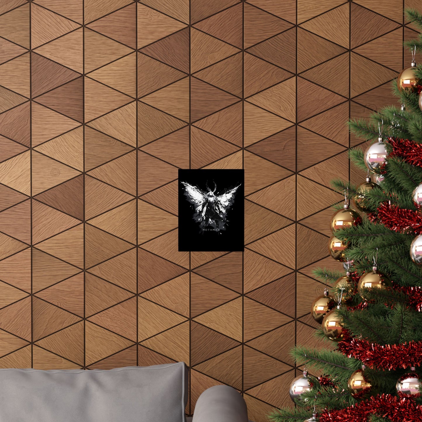 Mothman Art Poster, Dark Wall Decor for Home, Gothic Aesthetic Print, Mothman Lover Gift, Unique Halloween Decoration