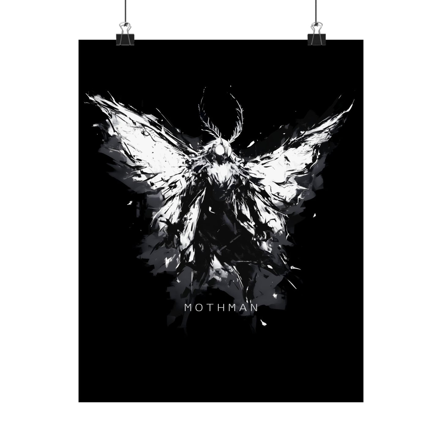 Mothman Art Poster, Dark Wall Decor for Home, Gothic Aesthetic Print, Mothman Lover Gift, Unique Halloween Decoration