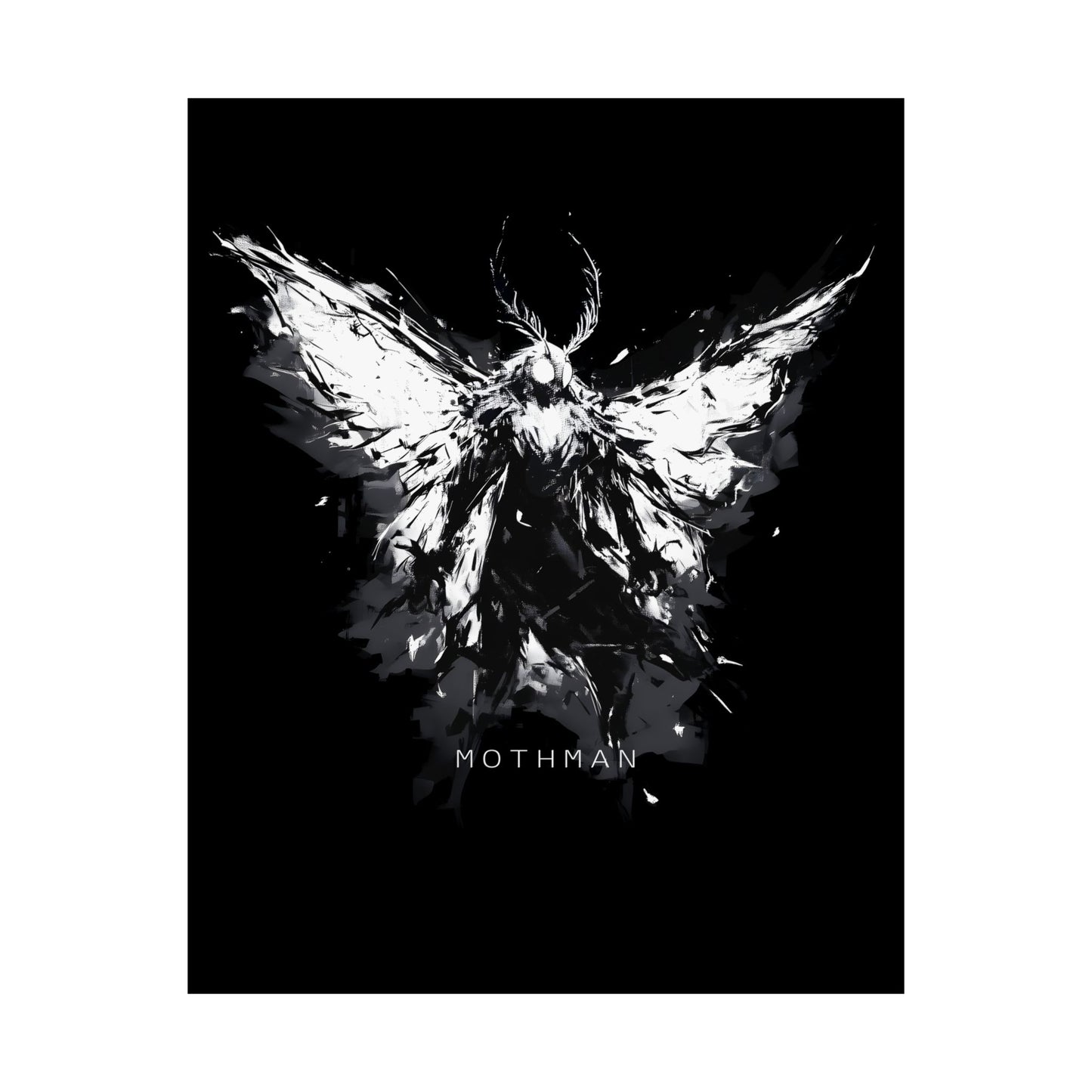 Mothman Art Poster, Dark Wall Decor for Home, Gothic Aesthetic Print, Mothman Lover Gift, Unique Halloween Decoration