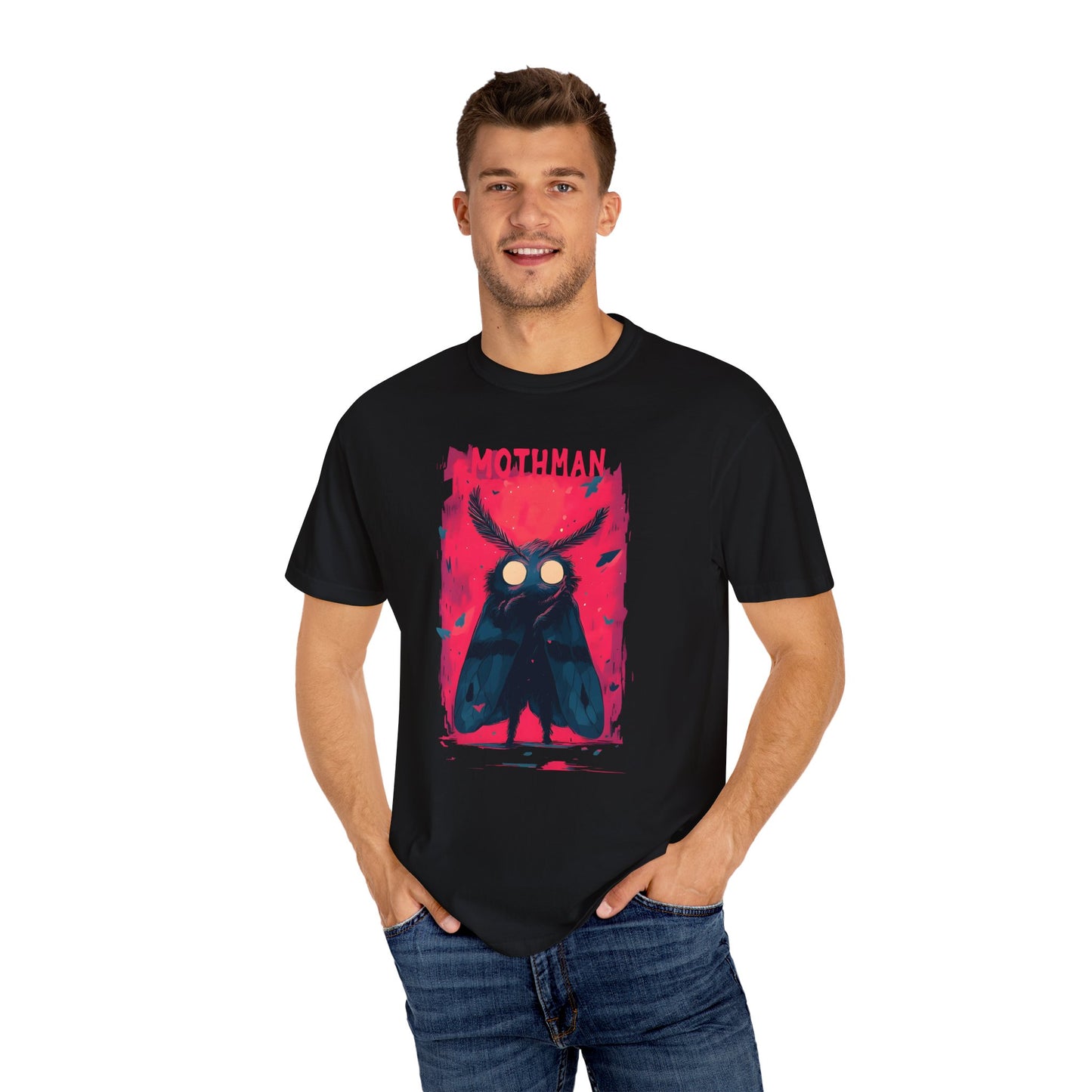 Mothman Graphic Tee, Unisex T-shirt, Paranormal Fashion, Unique Gift for Halloween, Casual Wear, Mothman Lover Merch