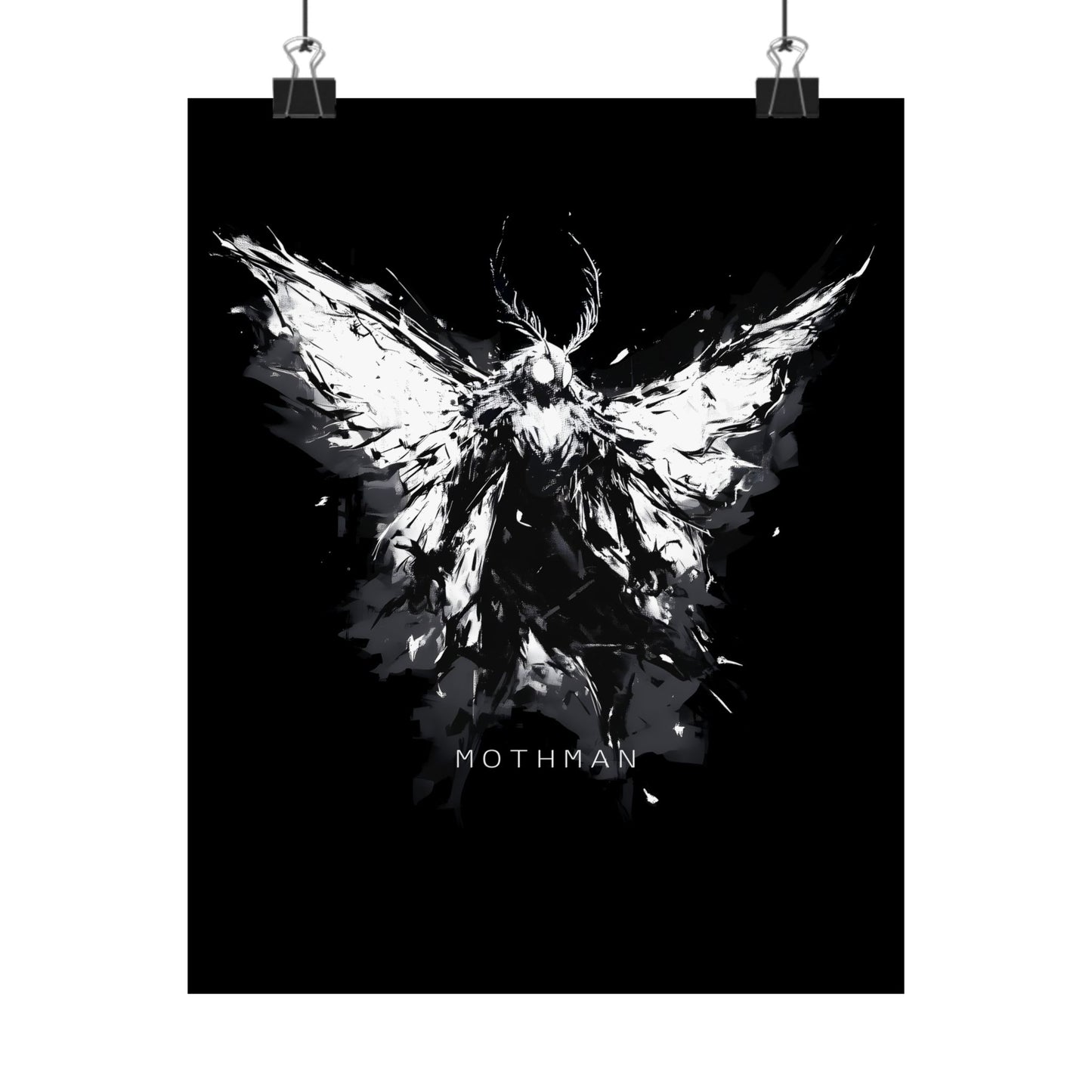 Mothman Art Poster, Dark Wall Decor for Home, Gothic Aesthetic Print, Mothman Lover Gift, Unique Halloween Decoration