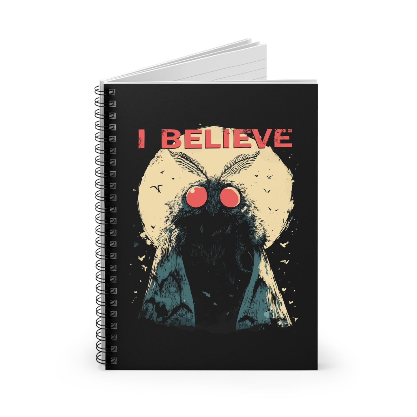 Moth Graphic Spiral Notebook - I Believe, Journal for Creatives, Note-taking, Writing Gift, Minimalist Stationery, Aesthetic Design