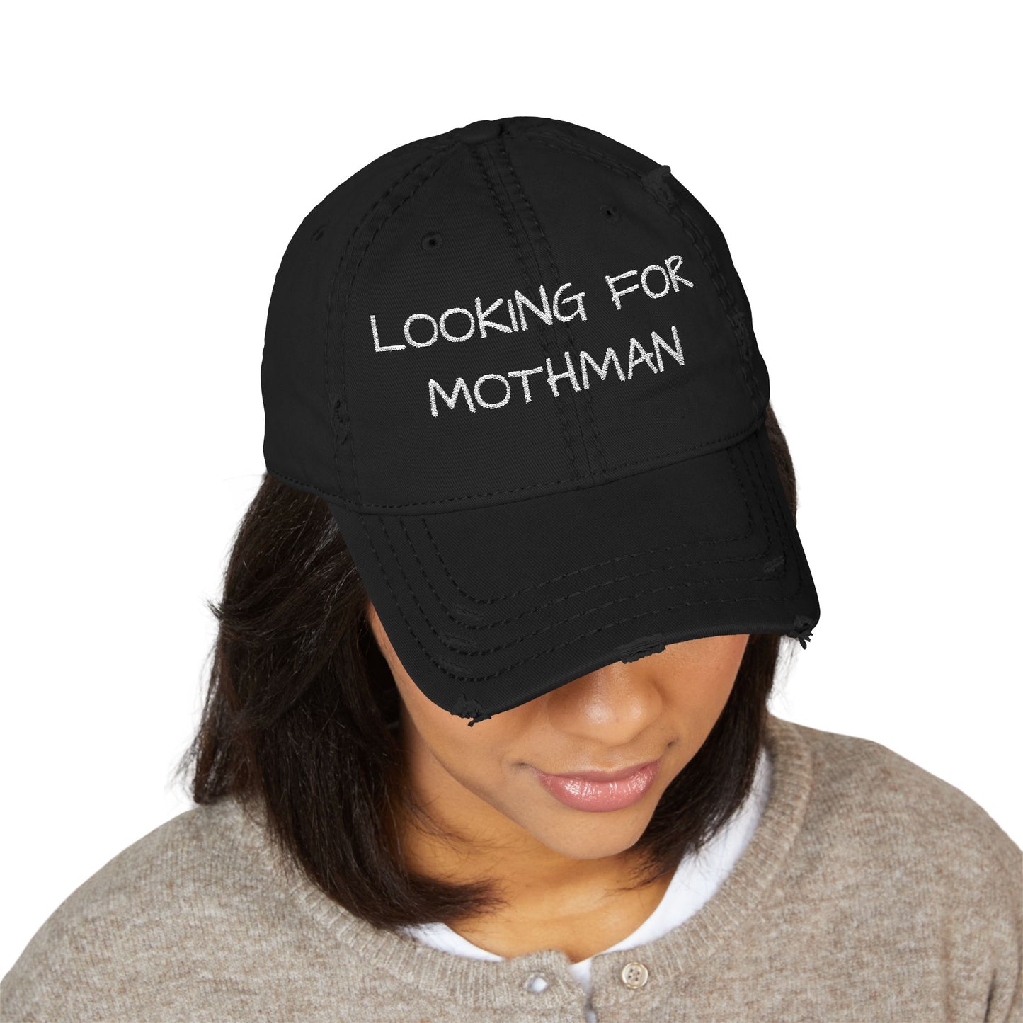 Distressed Embroidered Dad Hat - Perfect Gift for Outdoor Adventurers, Casual Style, Mothman Lovers, Father's Day, Everyday Wear