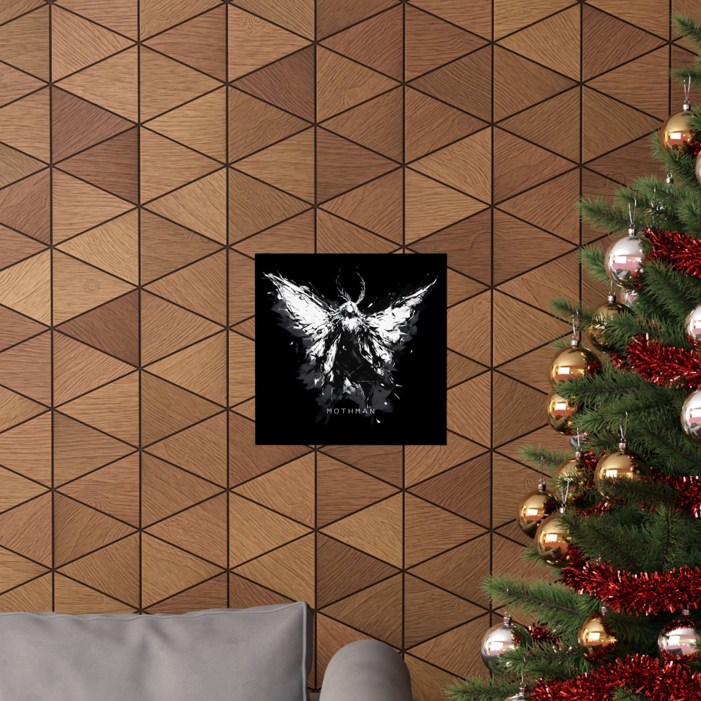 Mothman Art Poster, Dark Wall Decor for Home, Gothic Aesthetic Print, Mothman Lover Gift, Unique Halloween Decoration