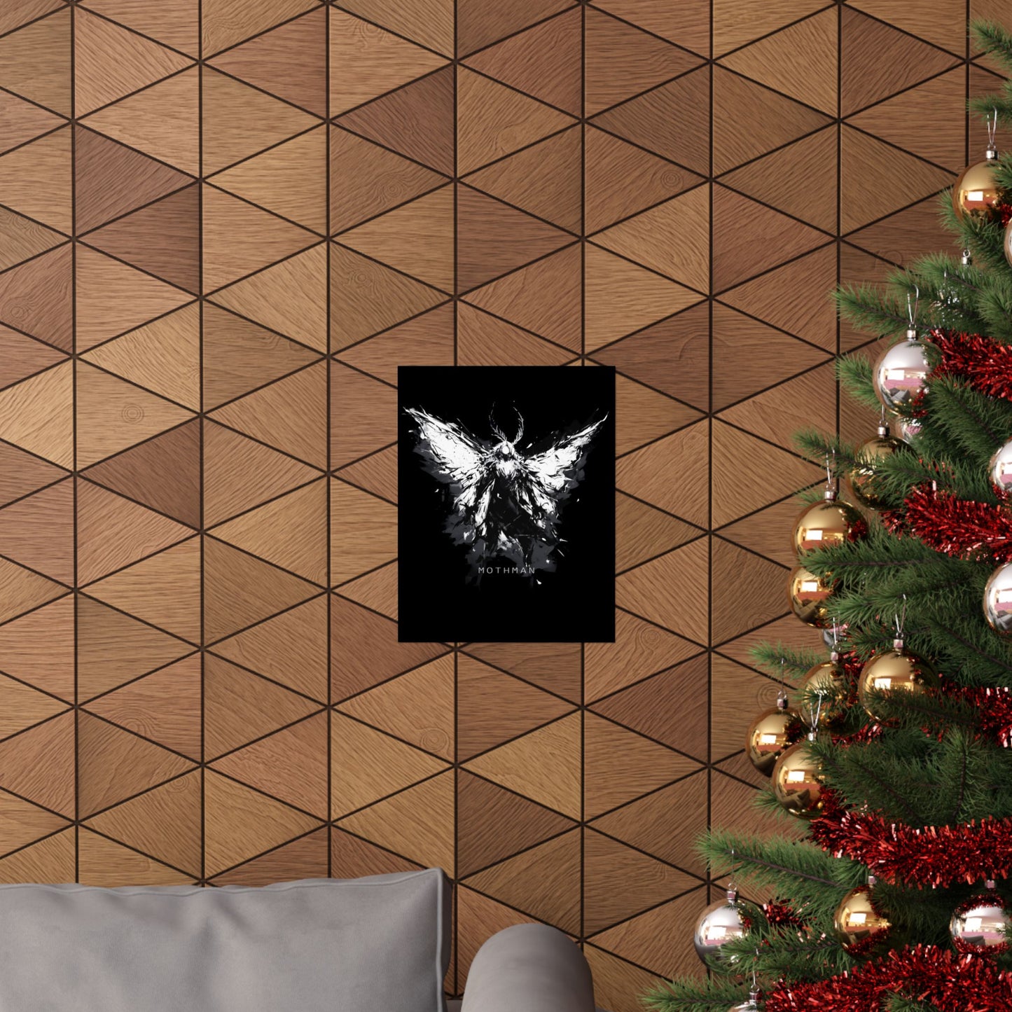 Mothman Art Poster, Dark Wall Decor for Home, Gothic Aesthetic Print, Mothman Lover Gift, Unique Halloween Decoration